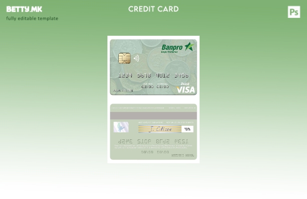 Модерен стил шаблон за дебитна картичка за виза на Nicaragua Banco de la Producc